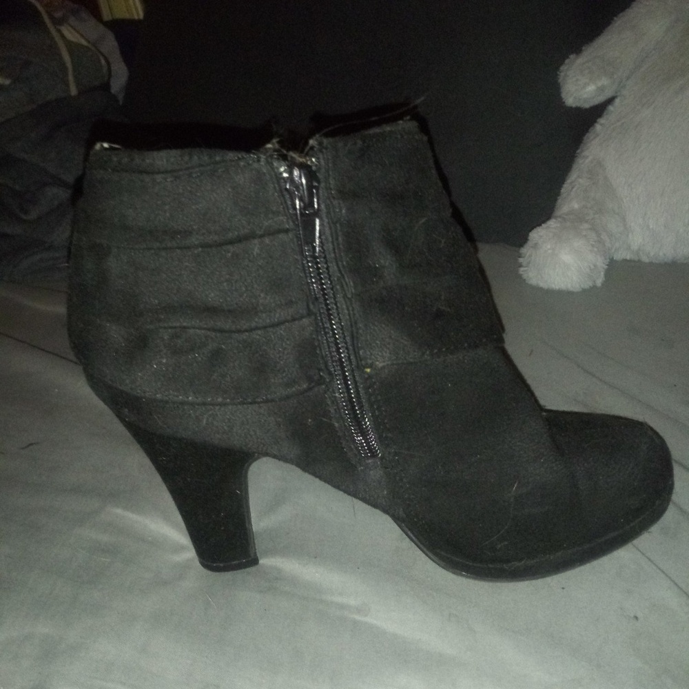 black suede ankle boots.